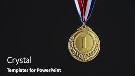  Presentation with medal - Slide set featuring incentive prize winner - number one medal background and a black colored foreground