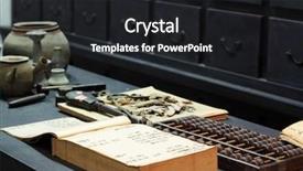  Presentation with holy quran old book - Presentation theme with number pots - abacus and book background and a dark gray colored foreground