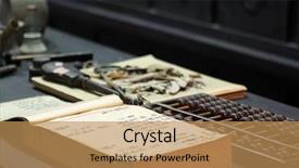  Presentation with old book - Audience pleasing presentation theme consisting of number pots - abacus and book backdrop and a coral colored foreground