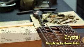  Presentation with old book - Audience pleasing PPT theme consisting of number pots - abacus and book backdrop and a tawny brown colored foreground