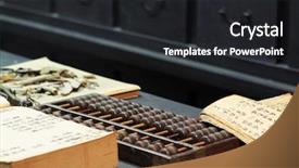  Presentation with old book - Theme consisting of number pots - abacus and book background and a dark gray colored foreground