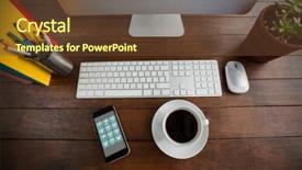  Presentation with low angle view of fictitious - Slides with number pots - keypad against high angle view background and a tawny brown colored foreground