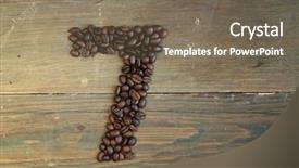  Presentation with sack of coffee beans - PPT layouts with number seven made with coffee background and a violet colored foreground