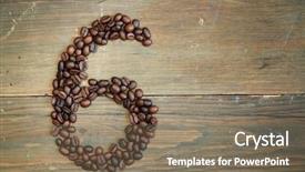  Presentation with sack of coffee beans - Theme with number six made with coffee background and a violet colored foreground