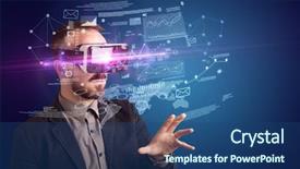  Presentation with number system - Theme with number system - amazed businessman with virtual reality background and a ocean colored foreground