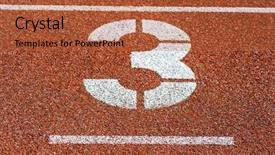  Presentation with track field - Presentation design featuring number three at cinder track background and a red colored foreground