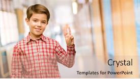  Presentation with child eye - Audience pleasing presentation theme consisting of number three at school corridor backdrop and a  colored foreground