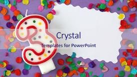  Presentation with birthday - Audience pleasing presentation theme consisting of number three birthday candle backdrop and a sky blue colored foreground