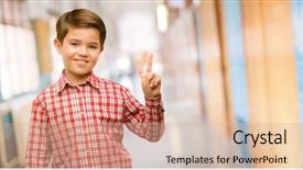  Presentation with eyes - Slide set enhanced with number two at school corridor background and a  colored foreground