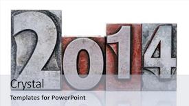  Presentation with old metal sheet roof texture - Presentation theme consisting of numbers 2014 made from old background and a lemonade colored foreground