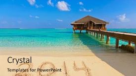  Presentation with numbers - Slide deck having numbers 2014 on beach - concept background and a lemonade colored foreground