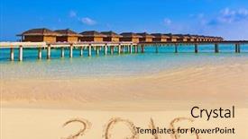  Presentation with numbers - Beautiful presentation design featuring numbers 2016 on beach - concept backdrop and a  colored foreground