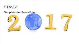  Presentation with golden numbers - Amazing theme having numbers 2017 and globe isolated backdrop and a white colored foreground