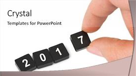  Presentation with 2018 goals text on white - Theme featuring numbers 2017 and hand isolated background and a white colored foreground