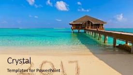  Presentation with mechanical 2017 - Presentation theme having numbers 2017 on beach - concept background and a lemonade colored foreground