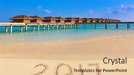  Presentation with numbers - Amazing slide set having numbers 2017 on beach - concept backdrop and a  colored foreground