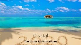  Presentation with 2020 - Slide set with numbers-2020-on-beach-concept background and a lemonade colored foreground