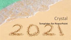  Presentation with 2021 - Beautiful PPT theme featuring numbers-2021-on-beach-concept backdrop and a lemonade colored foreground