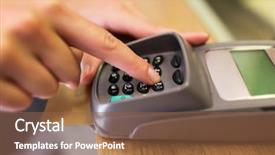  Presentation with payment - Beautiful slide deck featuring numbers free - finance money technology payment backdrop and a tawny brown colored foreground