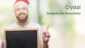  Presentation with young man wearing a hat - PPT theme having numbers list - young caucasian hipster man wearing background and a  colored foreground