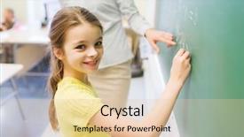  Presentation with elementary education math - Slide set consisting of numbers on green chalk board background and a lemonade colored foreground