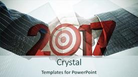  Presentation with shaking hands - Presentation theme having numbers with bulls eye arrow background and a sky blue colored foreground