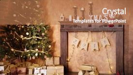  Presentation with living room - Beautiful PPT theme featuring numerical - cozy living room lighted backdrop and a coral colored foreground