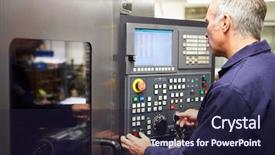  Presentation with lathe - Theme featuring numerical - engineer operating computer controlled lathe background and a wine colored foreground