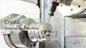  Presentation with drilling - Cool new PPT theme with numerical - metalworking industry drilling a hole backdrop and a light gray colored foreground