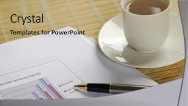  Presentation with financial report - Presentation theme having numerical analysis - financial report a pen background and a coral colored foreground