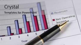  Presentation with pen - Colorful slides enhanced with numerical analysis - pen on income projection graph backdrop and a light gray colored foreground