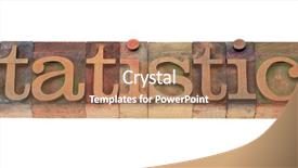  Presentation with color blocks - Beautiful PPT layouts featuring numerical analysis - statistics word in vintage wooden backdrop and a coral colored foreground