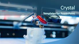  Presentation with close up of printer ink - Colorful presentation theme enhanced with numerical modeling - 3d printer printing figure close-up backdrop and a ocean colored foreground