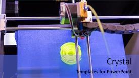  Presentation with close up of printer ink - Audience pleasing slides consisting of numerical modeling - 3d printer printing figure close-up backdrop and a cobalt blue colored foreground