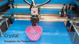  Presentation with 3d printing print concept metallic - Beautiful presentation theme featuring numerical modeling - modern 3d printer printing figure backdrop and a light blue colored foreground