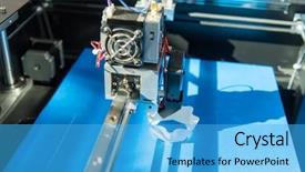  Presentation with 3d printing print concept metallic - PPT layouts enhanced with numerical modeling - modern 3d printer printing figure background and a light blue colored foreground