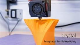  Presentation with 3d printing print concept metallic - PPT theme having numerical modeling - modern 3d printer printing figure background and a gold colored foreground