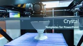  Presentation with modeling - Colorful presentation theme enhanced with numerical modeling - modern 3d printer printing figure backdrop and a ocean colored foreground