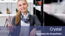  Presentation with shoe insert - Presentation consisting of numerical modeling - woman with shoe in hand background and a  colored foreground