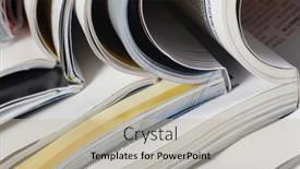  Presentation with magazines - Presentation theme featuring numerous-magazines-spread-out-against background and a mint green colored foreground