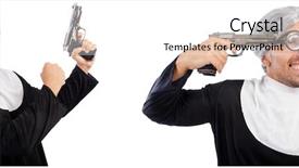  Presentation with nun - Presentation theme with nun dress with handgun background and a cream colored foreground