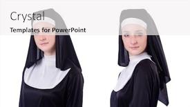  Presentation with nun - Amazing presentation theme having nun isolated on the white background backdrop and a white colored foreground