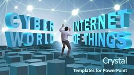  Presentation with nural network - PPT theme with nural network - businessman in internet of things background and a ocean colored foreground