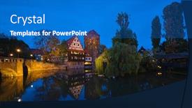  Presentation with city - Slides with nuremberg-city-houses-on-riverside background and a teal colored foreground