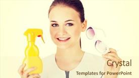  Presentation with sunscreen - Amazing slide deck having nurese - doctor showing sunscreen and sun backdrop and a  colored foreground