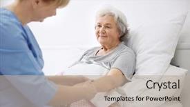  Presentation with caregiver - Amazing PPT layouts having nurse - caregiver massaging hand of senior backdrop and a mint green colored foreground