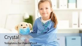  Presentation with toy - Presentation theme enhanced with nurse - cute little girl in doctor background and a light blue colored foreground