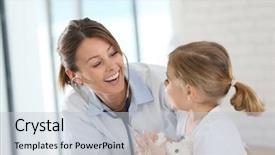  Presentation with doctor - Cool new slide set with nurse - doctor examining little girl backdrop and a light gray colored foreground
