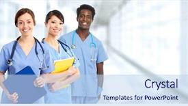  Presentation with nurse - Slides having nurse - doctors group background and a light blue colored foreground