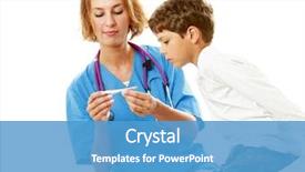  Presentation with temperature - Theme having children nurse - female doctor is measuring boy's background and a teal colored foreground